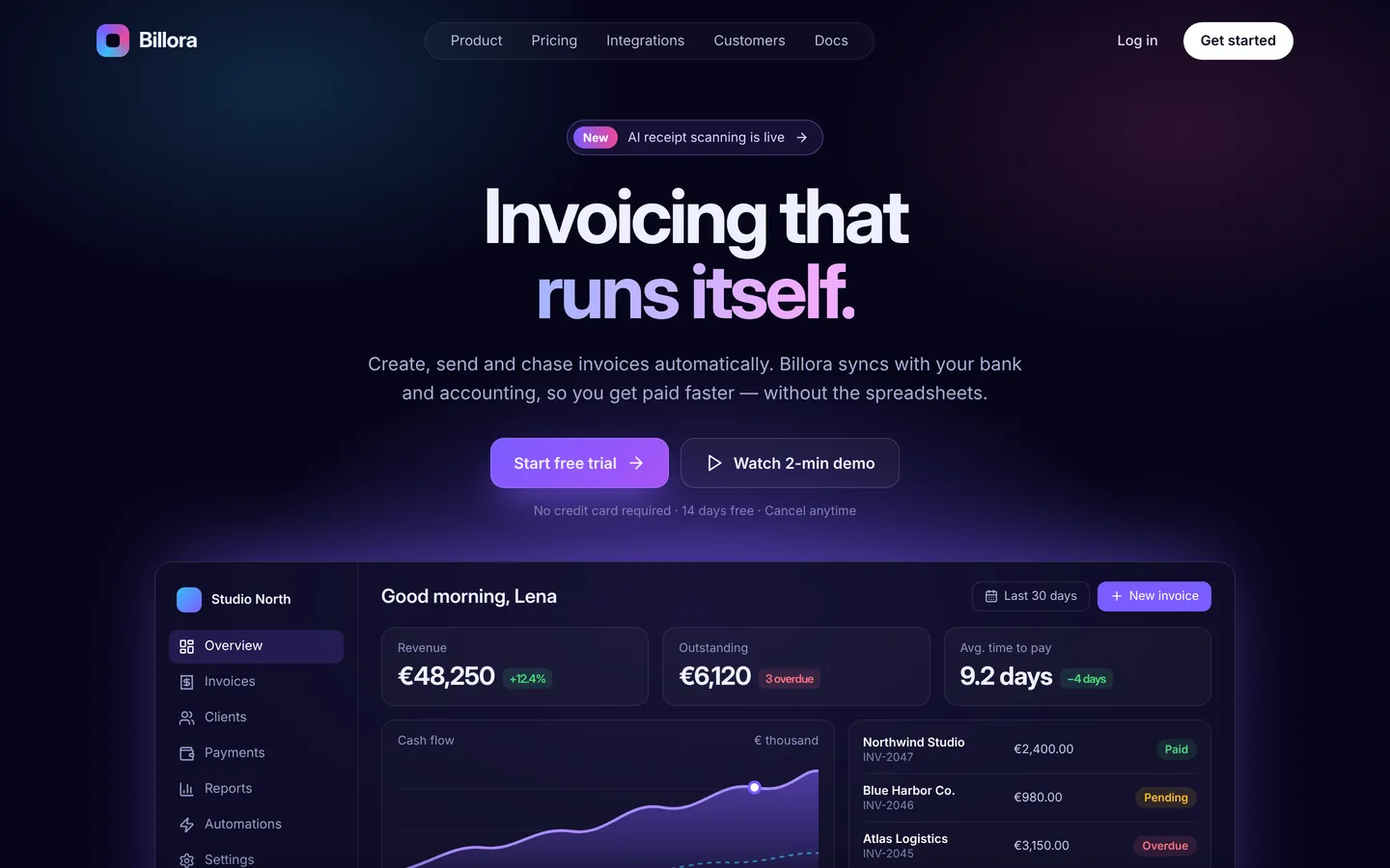 Home page concept for a SaaS startup