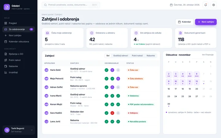 App concept: Requests and approvals